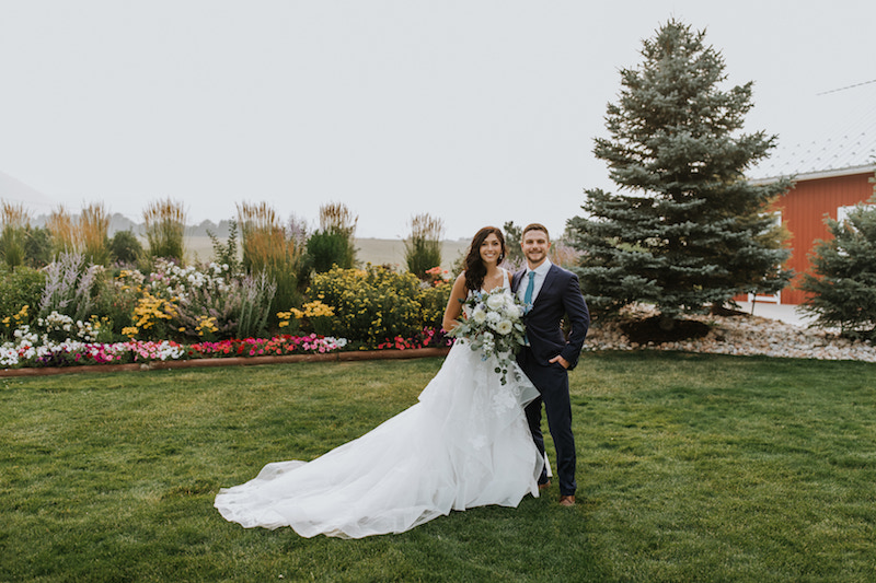 Bride and groom portraits at Crooked Willow Farms in Larkspur, Colorado.